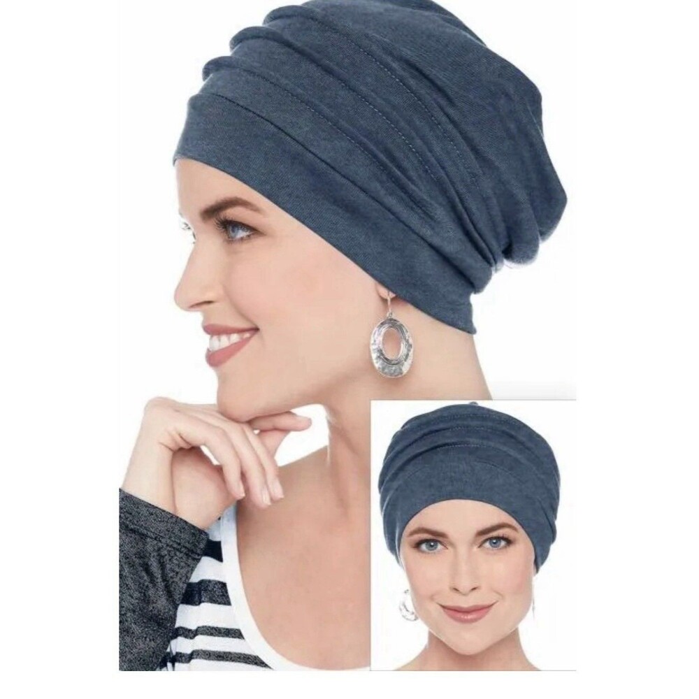 Cardani Headcovers Organic Cotton Women’s Slouchy Beanie Blue NEW USA Made
